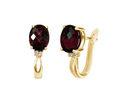 Earrings with diamonds and garnets in rose gold 1-149 514