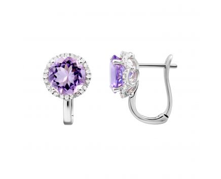 Earrings with diamonds and amethysts in white gold 1С034-1023