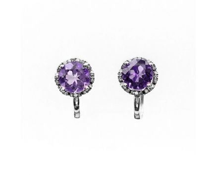 Earrings with diamonds and amethysts in white gold 1С034-1023