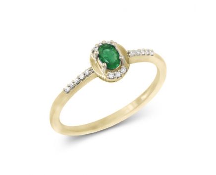 Ring with diamonds and emeralds 1К257-0031