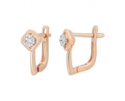 Earrings with diamonds and ivory gold Svitlana