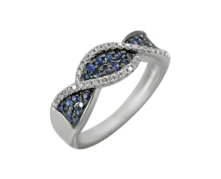 Ring with diamonds and sapphires in white gold 1-155 950