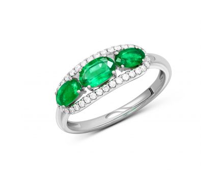 Rings with diamonds and emeralds in white gold 1-158 678