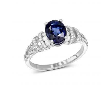 Diamond and sapphire ring in white gold 1-161,700