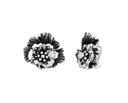 Earrings with diamonds in white gold 1С037-0107