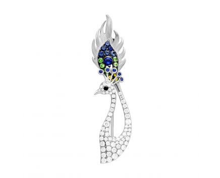 Peacock diamond brooch 1Ш037-0003