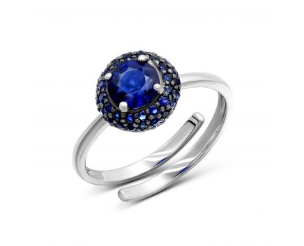 Ring with sapphires and kyanite in white gold 1К551-0356