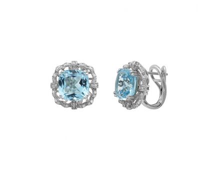 Earrings in white gold with topaz diamonds
