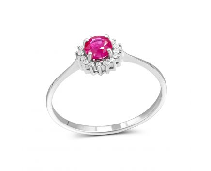 Diamond and ruby ​​ring in white gold 1-168 301