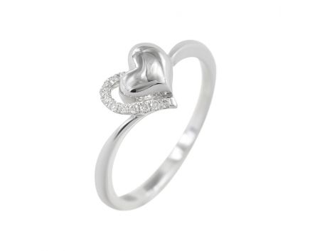 Heart ring with diamonds in white gold 1-168 921