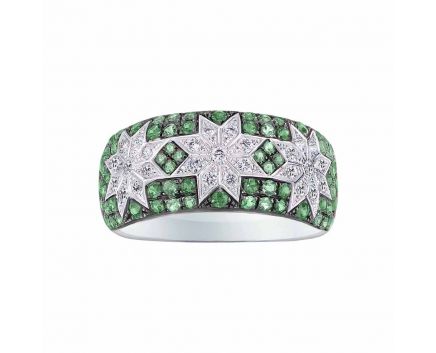 Ring with diamonds and tsavorites