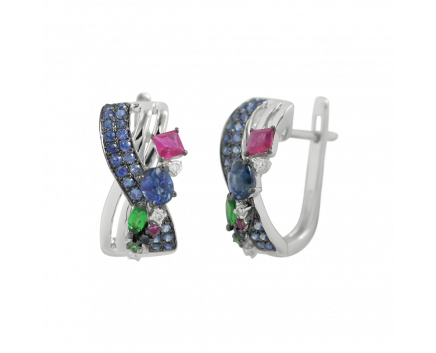 Earrings with diamonds and sapphires 1С759-0294
