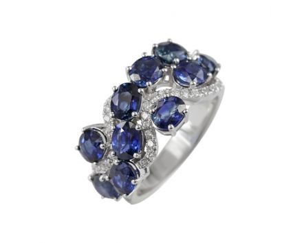 Ring with diamonds and sapphires in white gold 1-177 103