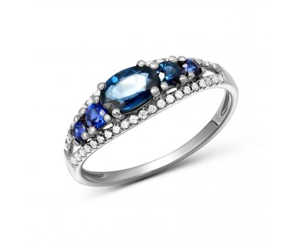 Ring with diamonds and sapphires in white gold 1-178 786