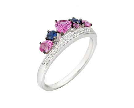 Ring with diamonds and sapphires in white gold 1-178 072