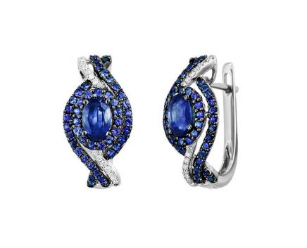 Earrings with diamonds and sapphires in white gold 1С759-0312