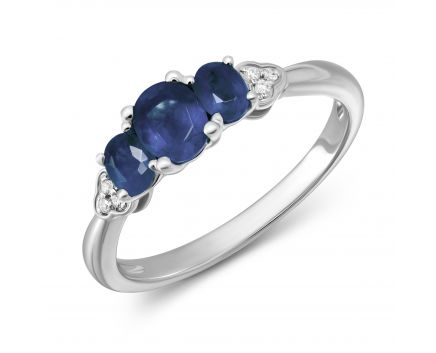 Rings with diamonds and Sapphire in white gold 1-178 727