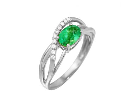 Ring with diamonds and emerald 1К562-0420