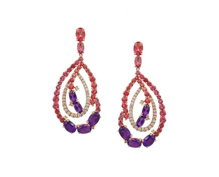 Earrings with diamonds, amethysts and tourmalines 1-184 756