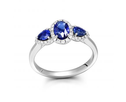 Ring with diamonds and sapphires in white gold 1-183 954