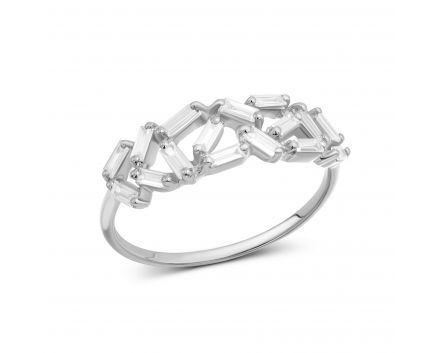 Ring with diamonds in white gold 1К441-0333