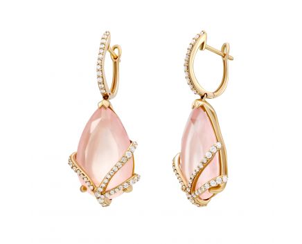 Earrings with diamonds and erysipelas quartz 1-188 622