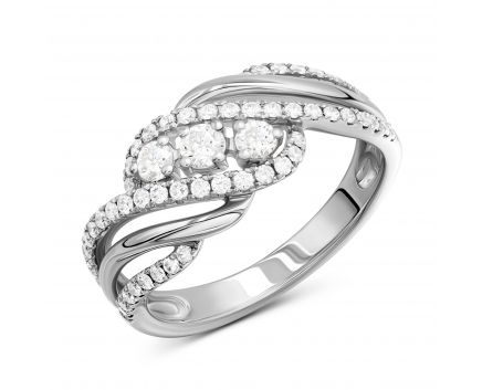 Ring with diamonds in white gold 1К759-0346