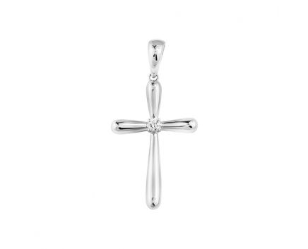 Cross with a diamond in white gold 1-245 887