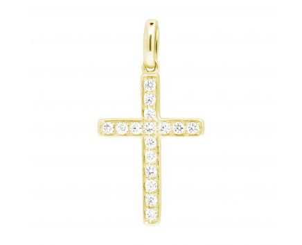 Cross with diamonds next to yellow gold 1-190 546