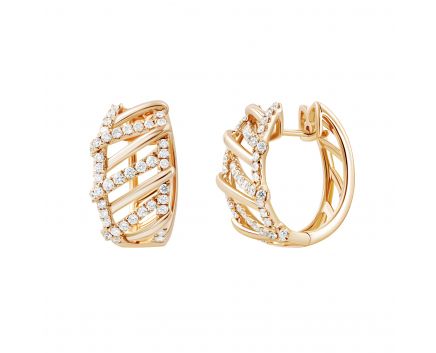 Earrings with diamonds in rose gold 1С759-0367