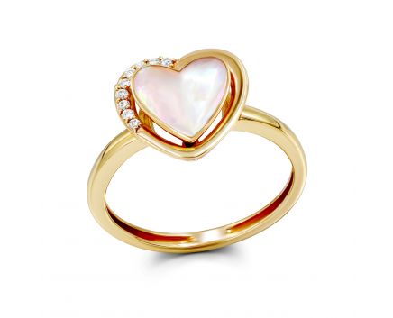 Кольцо с бриллиантами и перламутром в розовом золоте 1-192 981