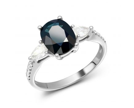 Ring with oval sapphire and diamonds