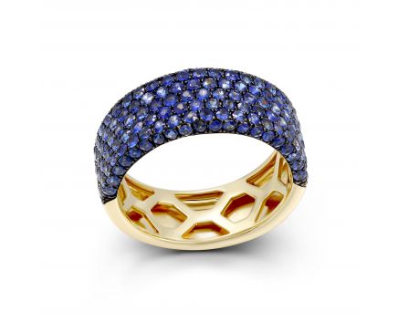 Ring with sapphires in yellow gold 1-195 011