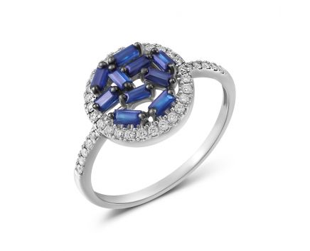 Veta ring with diamonds and sapphires in white gold