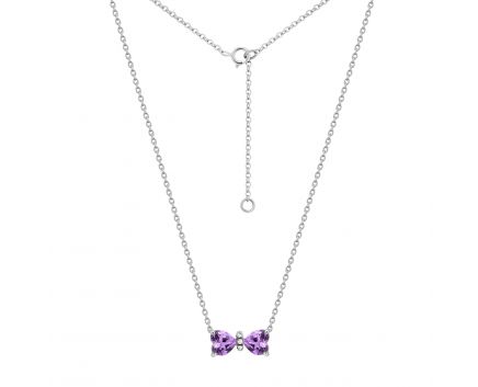 Necklace in white gold with diamonds and amethysts