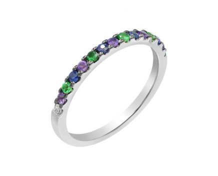 Ring in white gold with diamond, sapphires, tsavorites and amethysts ZARINA
