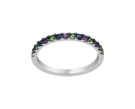 Ring in white gold with diamonds, blue sapphires, tsavorites, amethysts ZARINA