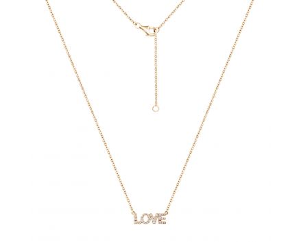 LOVE necklace in pink gold with diamonds