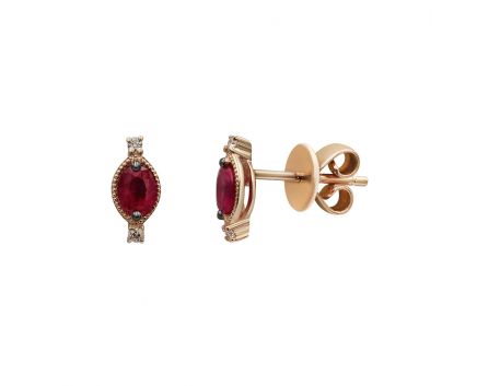Earrings in rose gold with diamonds and rubies ZARINA