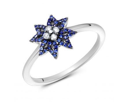 Ring with diamonds and sapphires 1К759-0376