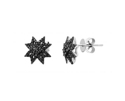 Сережки з чорними діамантами 1С759-0301