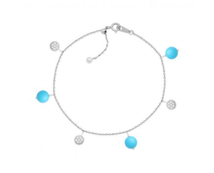 White gold bracelet with turquoise
