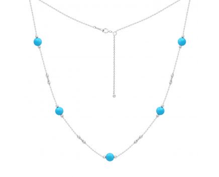 Necklace in white gold with turquoise and diamonds ZARINA