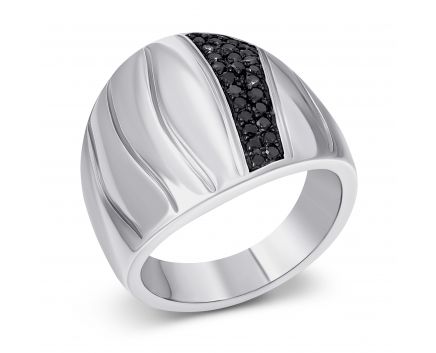 Кольцо с черными бриллиантами Глянец