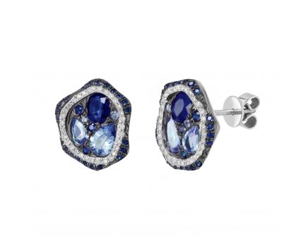 Earrings in white gold with diamonds and sapphires ZARINA