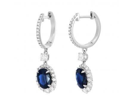 Earrings with diamonds and oval sapphires