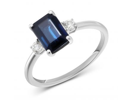 Ring with diamonds and sapphires in white gold 1К034-1615