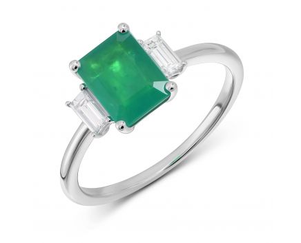 Diamond and emerald ring in white gold 1-204 158
