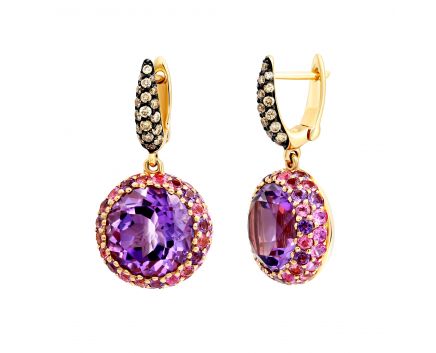 Earrings with diamonds, amethysts, tourmalines and pink sapphires 1-204 370