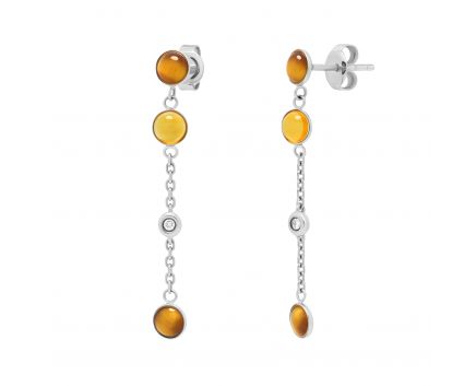 Earrings in white gold with citrine